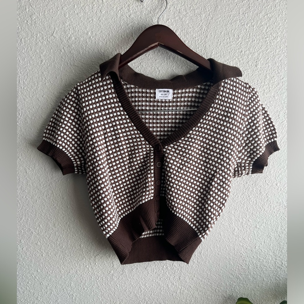 COTTON ON WOMENS BROWN SHORT-SLEEVE SWEATER (NEW WITHOUT TAGS)